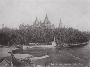 Edifici del Parlamento, Ottawa, da Nepean Point (foto in b/n) da Photographer Canadian
