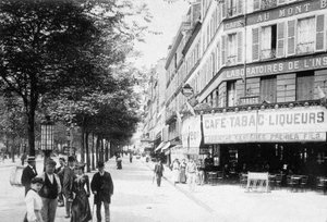 Boulevard de la Villette, Parigi, c.1900 (foto in bianco e nero) da Photographer French