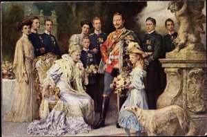 Artista Ak Kaiser Wilhelm II, Auguste Viktoria, Viktoria Luise, Levriero, Prussia da Photographer German