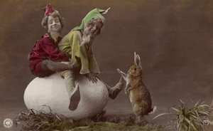 Cartolina di Pasqua con elfi