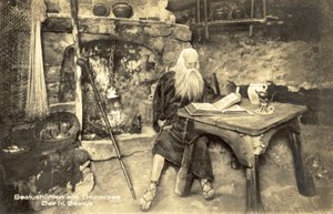 Figura di San Beato, Grotte del Beato, Beatenberg, Svizzera (foto b/n)