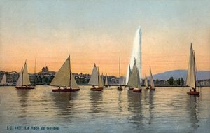 Yacht nel porto di Ginevra, Svizzera (foto)
