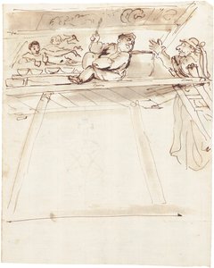 Una caricatura di Pier Francesco Mola che interrompe Giovanni Battista Passeri mentre dipinge una decorazione del soffitto di una Venere reclinata da Pier Francesco Mola