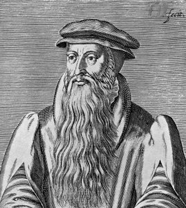 Ritratto di John Knox, ministro scozzese, teologo, scrittore, leader della Riforma e fondatore della Chiesa Presbiteriana di Scozia, xilografia