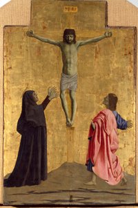 Polittico della Misericordia: la Vergine della Misericordia, circondata da santi (dettaglio raffigurante la crocifissione con l
