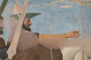 Vittoria di Costantino su Massenzio, dettaglio con il vittorioso Costantino da Piero della Francesca