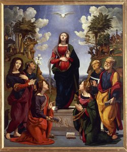 Immacolata concezione circondata da santi da Piero di Cosimo