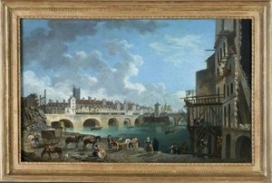 Vista del quai de Gesvres al momento della demolizione delle case del ponte au Change, verso 1788