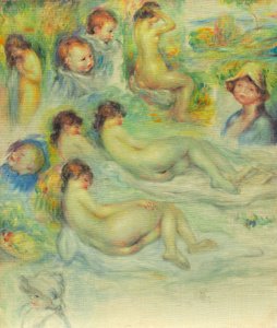 Studi di Pierre Renoir; sua madre, Aline Charigot; nudi; e paesaggio da Pierre-Auguste Renoir