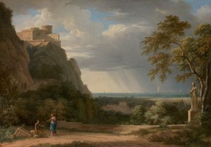 Paesaggio classico con figure e scultura da Pierre-Henri de Valenciennes