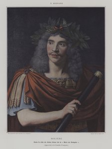 Moliere nel ruolo di Giulio Cesare in La morte di Pompeo da Pierre (after) Mignard