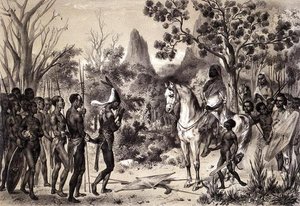 Cerimonia di presentazione di un capo negro a un re sennariano, da 