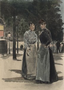 Due donne comuni sul boulevard, illustrazione da 