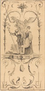 Pastore e Pastorella (?) da Pierre Alexandre Aveline after Antoine Watteau