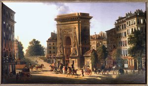 Il boulevard du Temple e la Porte Saint Denis, Parigi, ca 1810 da Pierre Alexandre Pau de Saint Martin
