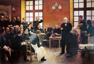 Una lezione clinica con il dottor Charcot alla Salpêtrière da Pierre Andre Brouillet