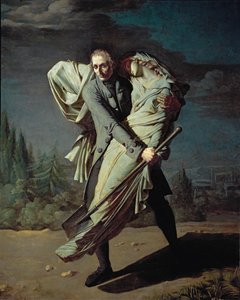 Giovane e sua figlia ... (olio su tela) da Pierre Antoine Augustin Vafflard