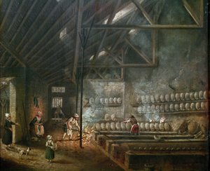 Interno di una bottega di ceramica (o soffiatore di vetro) (dettaglio)