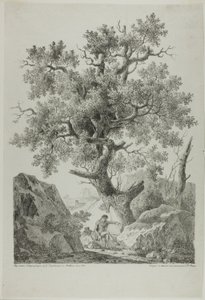 Artista in un paesaggio roccioso da Pierre Antoine Mongin