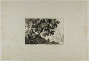 Paesaggio con uomo che porta il bastone