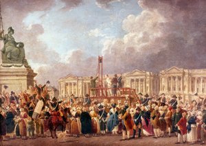 Esecuzione con ghigliottina a Parigi durante la Rivoluzione francese, 1790s 1793-1807 da Pierre Antoine de Machy