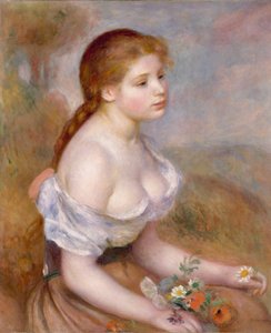 Una giovane ragazza con margherite da Pierre Auguste Renoir