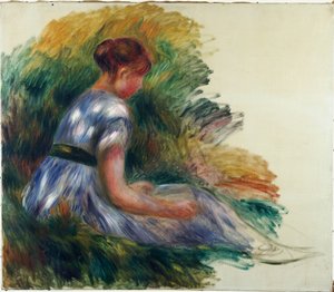 Alice Gamby nel giardino, giovane ragazza seduta sull