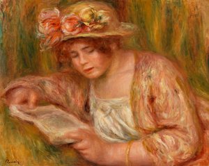 Andrée con cappello, che legge