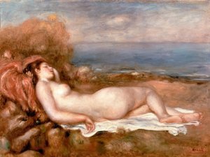 Bagnante sdraiata al bordo del mare da Pierre Auguste Renoir