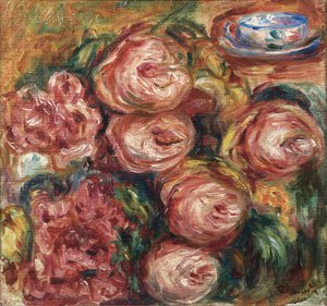 Composizione con rose e una tazza di tè da Pierre Auguste Renoir