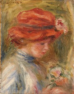 Giovane donna con cappello rosso