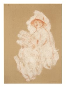 Madre e figlio (maternità) (sanguigna e gesso bianco su carta posata su tela) da Pierre Auguste Renoir