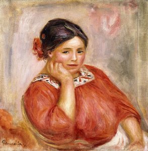 Ritratto di Gabrielle in una camicetta rossa, 1896 da Pierre Auguste Renoir