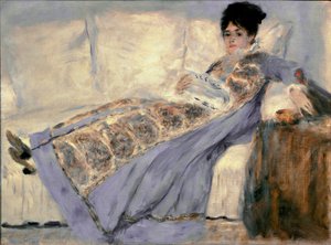 Ritratto di Madame Monet (Camille Madame Monet che legge il giornale "Le Figaro") da Pierre Auguste Renoir
