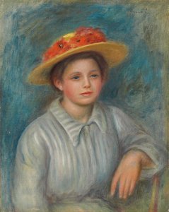 Ritratto di una donna con cappello fiorito