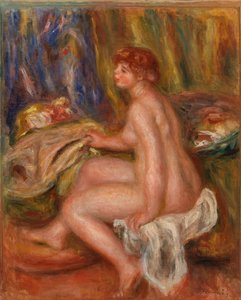 Nudo femminile seduto, vista di profilo