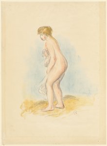 Bagnante femminile in piedi