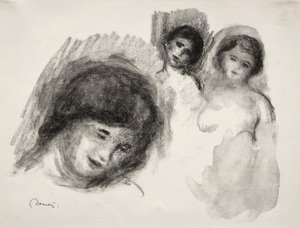 Pietra con tre schizzi da Pierre Auguste Renoir