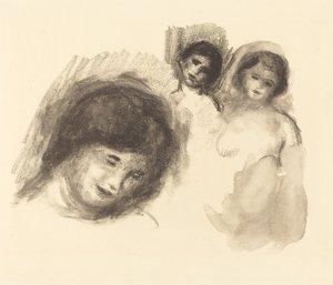 Pietra con tre schizzi da Pierre Auguste Renoir