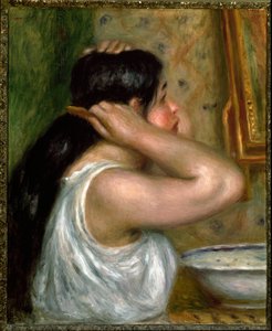 La toilette: donna che si dipinge da Pierre Auguste Renoir