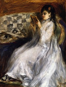 Donna in bianco che legge