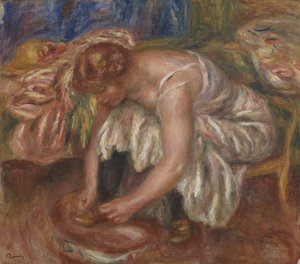 Donna che si allaccia la scarpa, c.1918 da Pierre Auguste Renoir