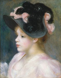 Giovane ragazza con cappello rosa e nero, ca. 1891