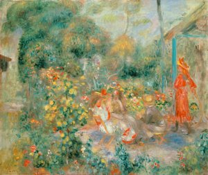 Giovani ragazze nel giardino a Montmartre da Pierre Auguste Renoir