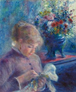 Giovane donna che cuce da Pierre Auguste Renoir