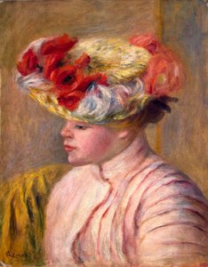 Giovane donna con cappello fiorito