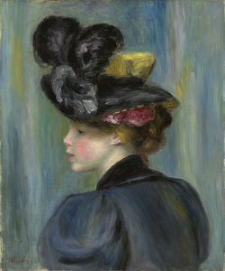 Giovane donna con cappello nero, 1895 da Pierre Auguste Renoir