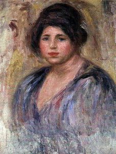 Giovane donna con cappello di pelliccia da Pierre Auguste Renoir