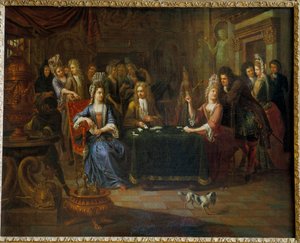 Nobili giocatori di carte in un salotto da Pierre Bergaigne