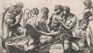 Otto Satiro e Satiresse che Finiscono un Pasto